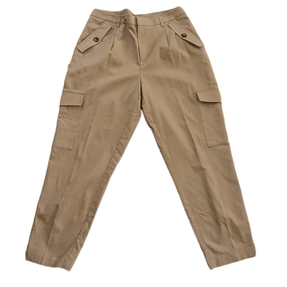 REITMANS linen blend cargo pants tan sand color size 14 F1